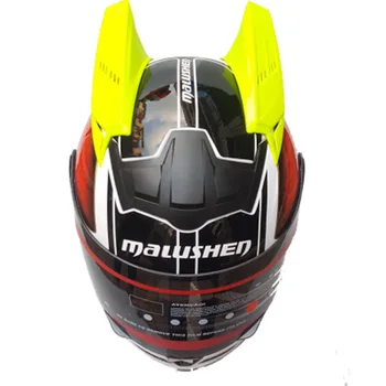 

Cool Motorcycle helmet with horns new design MALUSHEN full face automobile race helmet Casco Dot certificate Men safety he