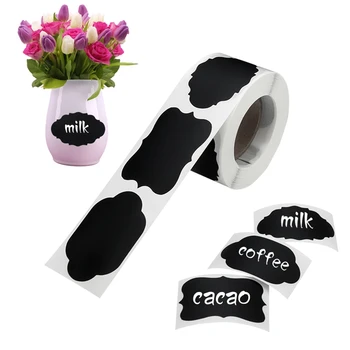 

300 Pcs / Roll Whiteboard Labels Black White Sticker Labels For Kitchen Jars Stickers Removable Waterproof Whiteboard Sticker
