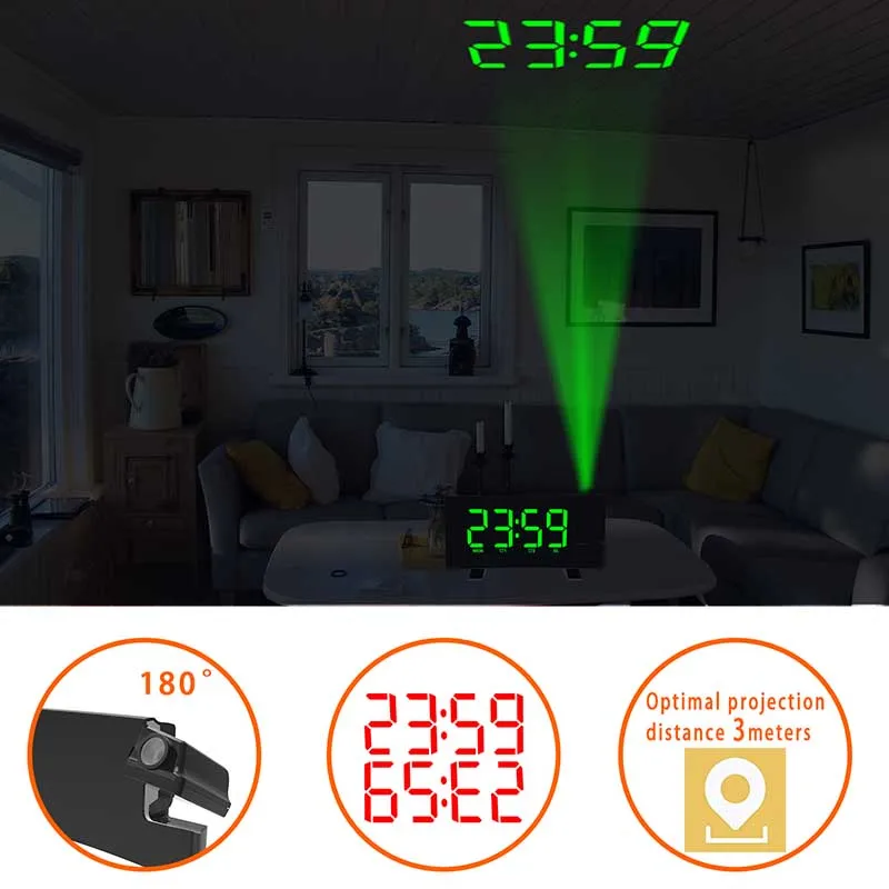 Цифровой светодиодный проектор Повтор Будильник Радио таймер Backlite набор