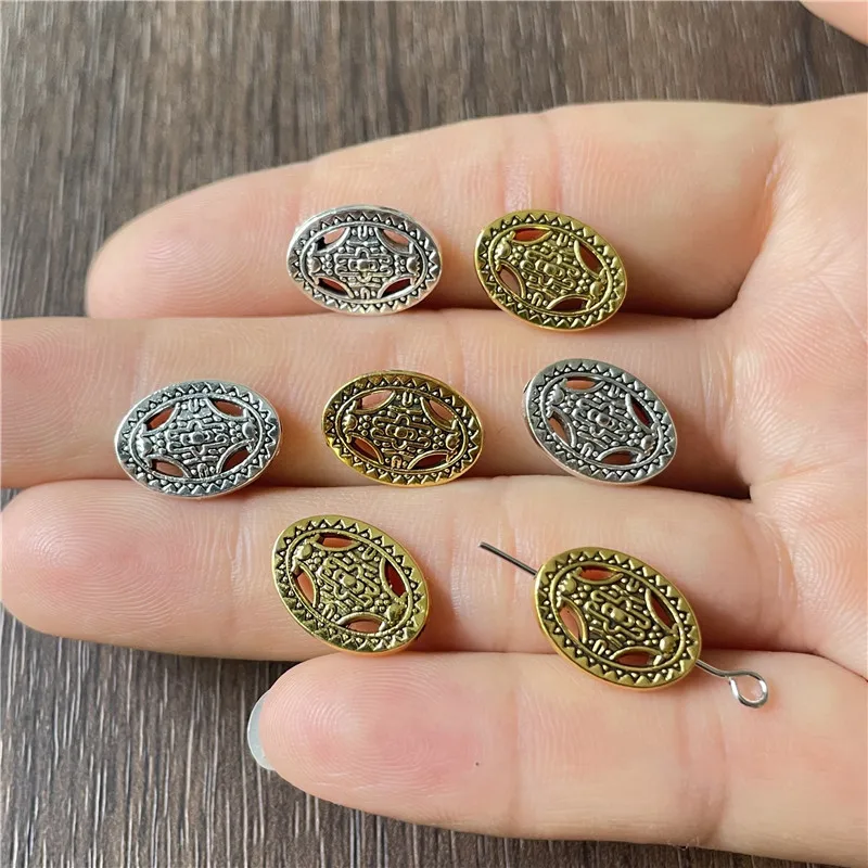 JunKang Alloy oval pattern spacer perforated beads for jewelry production DIY hand-made bracelet necklace accessories materials | Украшения