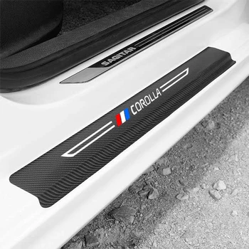 

4PCS Car Carbon leather Edge Protective Stickers Car Door Sill Scratch resistant Sticker for Toyota corolla 2017 2018 2014 2015
