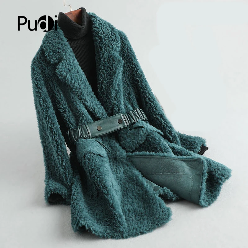 Женское зимнее меховое пальто PUDI из натуральной шерсти теплая куртка для девочек