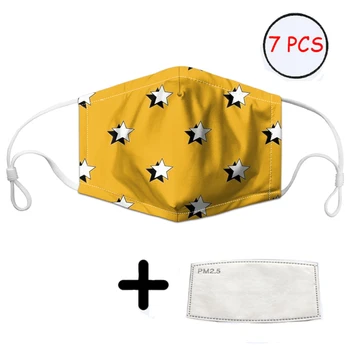 

THIKIN Stars Pattern Women's Mask with Filter 7 Pcs Women/Kids/Girls Reusable Dustproof Mask Washable Elastic Face Mask 2020