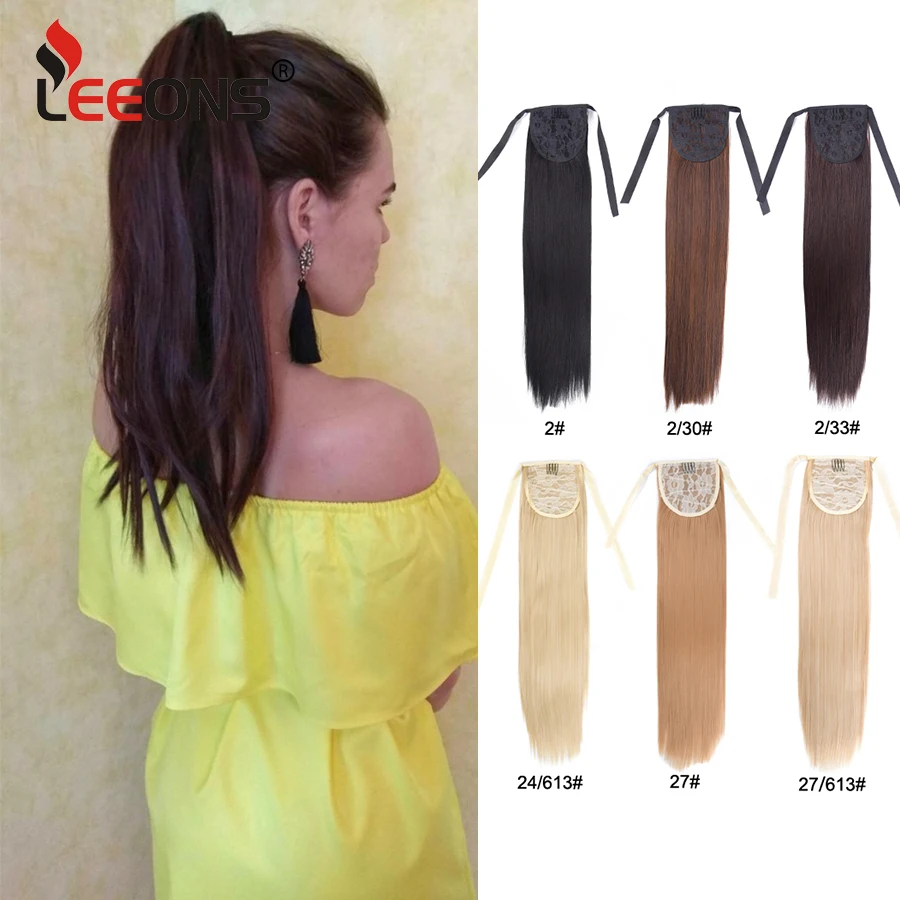 

Leeons Ponytail Extensions Synthetic Hair Extension Clip In Pony Tail Hair Ponytail Wig High Temperature False Hair Ombre Hair