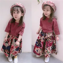 Детские хлопковые Свободные повседневные штаны с большим цветком для маленьких девочек двухцветные K36