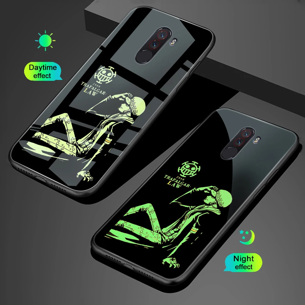 ciciber Phone Case for Xiaomi 9 8 A2 6X MIX 2 2S PocoPhone F1 Luminous Glass Cover for Redmi Note 7 6 5 Pro Plus One Piece Luffy - Цвет: Patterned 10