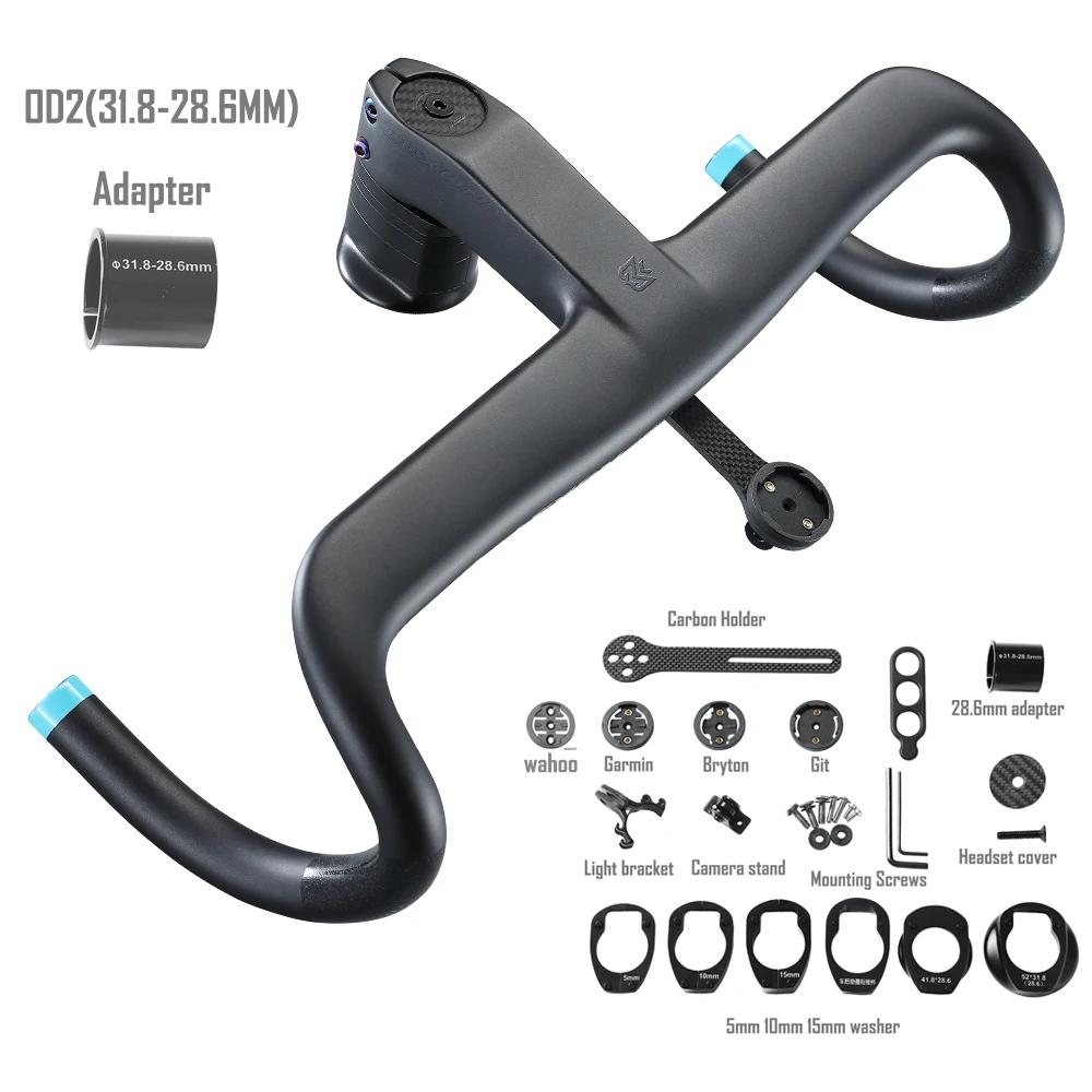 

Ryet AERO-1 Carbon Road Handlebar 28.6mm/31.8mm OD2 Integrated Bike Bar Road Bicycle Bar OD2 Stem Spacer Cycling Accessories