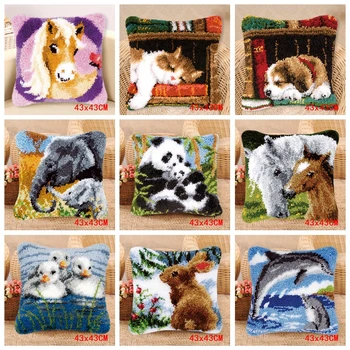 

Animal Series Foamiran For Needlework Smyrna Latch Hook Pillow Set kussen knooppakket Carpet Embroidery Kits DIY Latch Hook