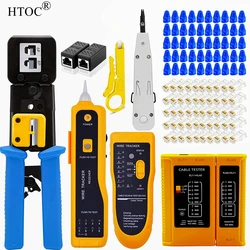 HTOC – outil de réseau, coupe fil à sertir, dénudeur de fil, testeur de câble, connecteur et couverture (CAT5) 2 pièces 50 pièces 