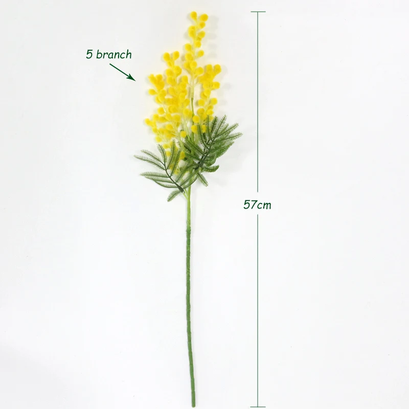 JAROWN Artificial Acacia Yellow Mimosa Plush Pudica Fake Silk Flower Wedding Party Decor Red Bean Plant Home Decor (13)