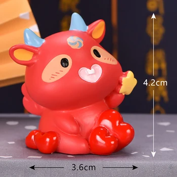

Red Cow Micro Landscape Resin Crafts Red Bull Blessing Cute Calf Decoration