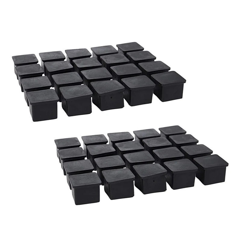 40pcs Square Chair Table Leg Foot Rubber Covers Protectors 25mm x 25mm
