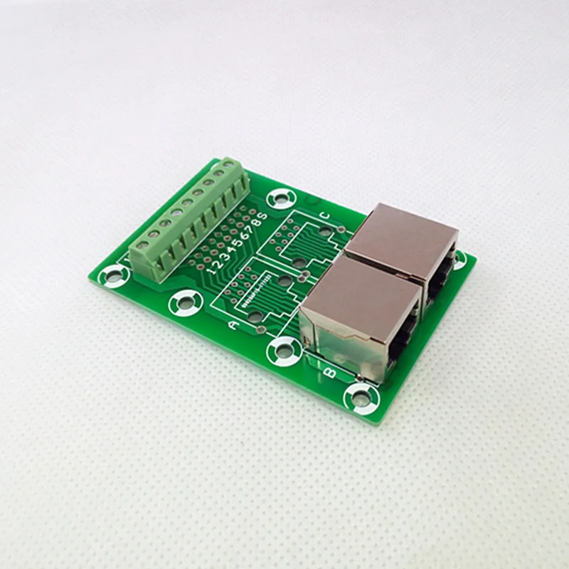 RJ45 8P8C под прямым углом Jack2-Way бусина Breakout Board, клеммный блок, разъем