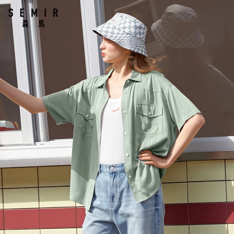 

SEMIR Women short sleeve blouse retro 2020 new fashion design loose breathable simple girl street shirt