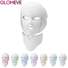 7 цветов светильник светодиодный EMS маска для лица с омоложением кожи шеи уход за лицом Лечение Красота анти акне терапия отбеливающий инструмент