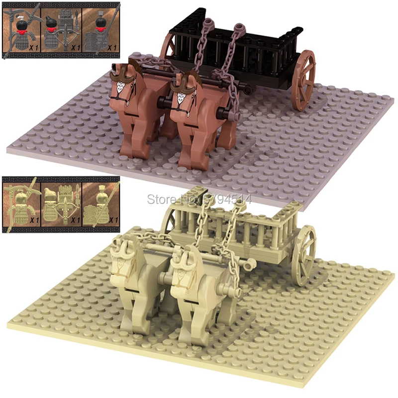 

Koruit XP601 Qin Empire Soldiers Ancient War Horse Carriage Action Figure Accessories Building Blocks Toys For Children XP602