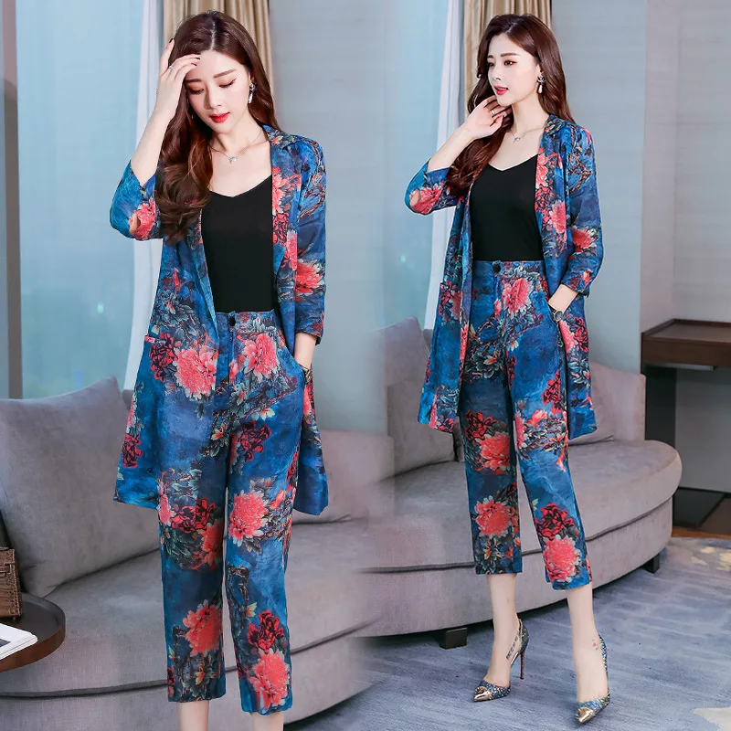 

Goddess-Style Set Pants 2018 Autumn New Style Fashion Debutante Embroidered Suit Jacket Casual Two-Piece Set Nine