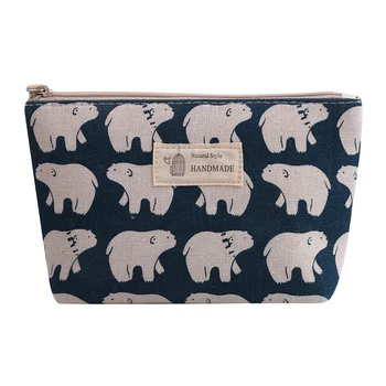 

LKEEP Print Blue Small Makeup Bag Canvas Girls Gift Cosmetic Bags for Women Storage Travel Bags