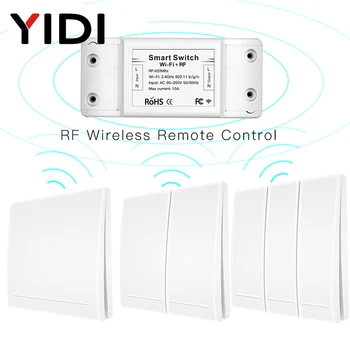 

Wifi Wireless Remote Control Smart Switch Wall Panel Transmitter Smart Life/Tuya APP ,Works with Alexa Google Home 433Mhz