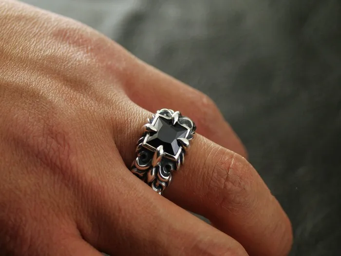 925 Стерлинговое Серебро квадратное кольцо с рисунком якоря мужские модели тайское Серебряное Кольцо мужское серебряное кольцо