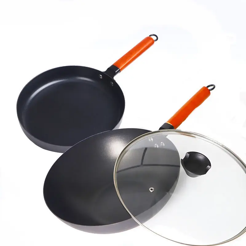 Wok non-stick pot 20/26CM frying pan smokeless cast iron skillet induction cookware kitchen | Дом и сад