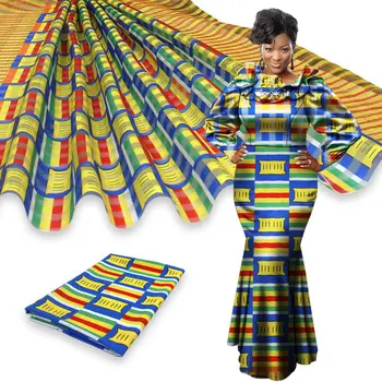 

Hot Sale African Printed Organza Ribbon Fabric 4 yards +2 yards Silk Fabric for Garment Material for Dress Y200417-5