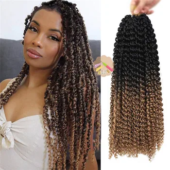 

Kong&Li 18inch 22strands Pre Passion Twist Crochet Hair Pre-looped Fluffy Crochet Braid Hair Ombre Synthetic Braiding Hair