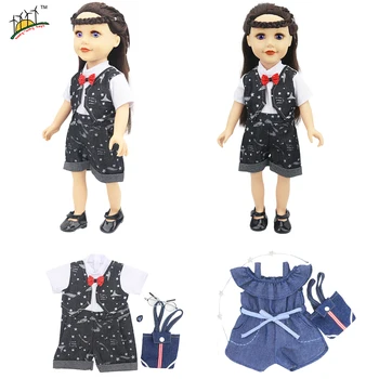 

Summer Denim Jumpsuit fit 18 inch or 43-45cm Baby Reborn Doll Clothes, Our Generation Toys Dolls Accessories Rompers Costume