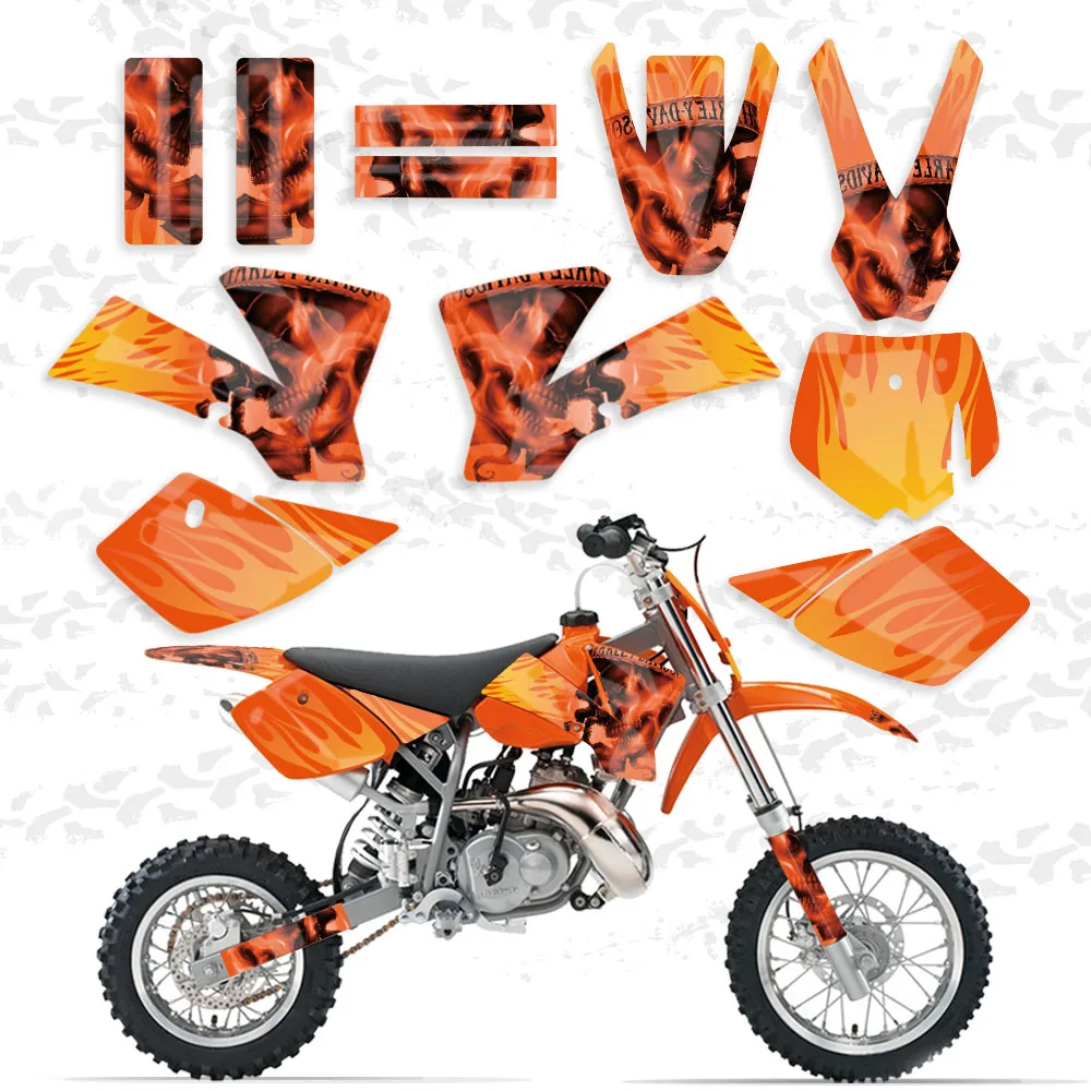 For KTM SX50 SX 50CC 50 MINI ADVENTURE MT50 MTK50 KTM50 2002 - 2008 Motorcycle Graphics Fairing Decals Sticker Background