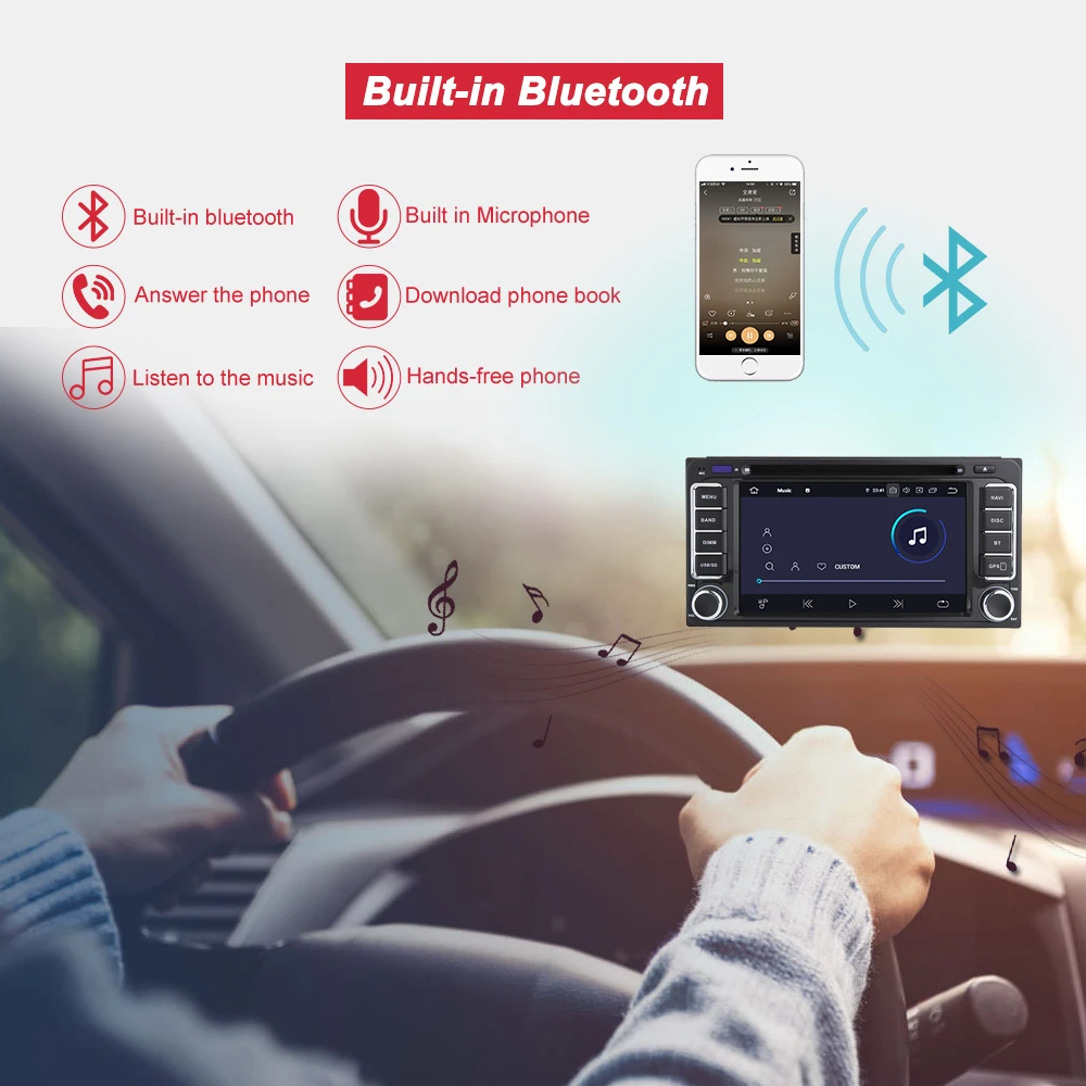Excellent Bonroad Android 9.0 GPS Navigation 6.2 Inch 2din Car DVD Player  For Toyota/Corolla Old Series Wifi Bluetooth GPS Radio SWC 1