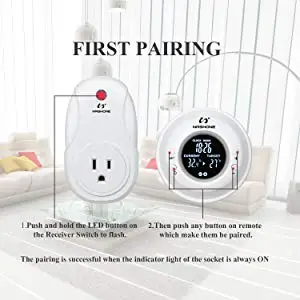Nashone Digital Wireless Temperature Controller Built in Temp Sensor Electric Thermostat Socket 3 Prong Plug LCD Display Heating Cooling Mode