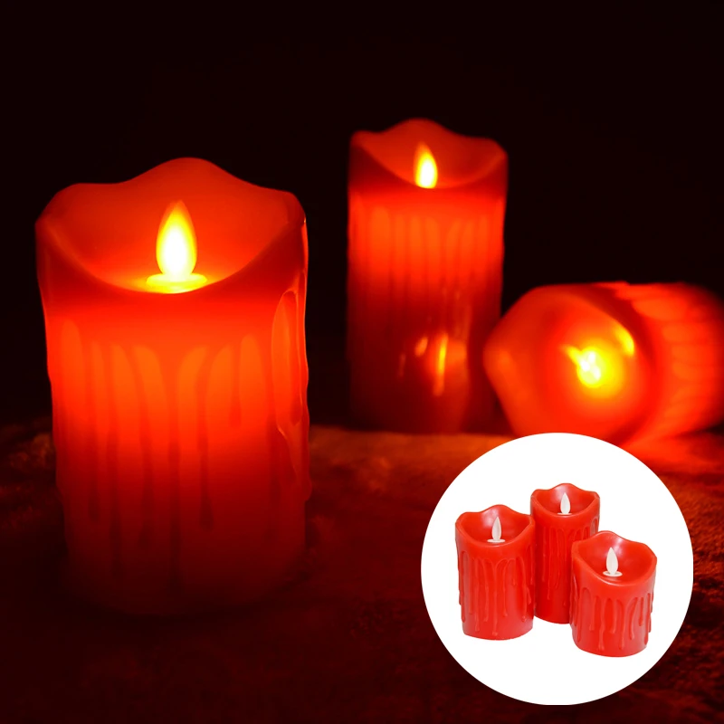 3Pcs Candle Lights Home Decoration Holders Accessories Church Christmas Gifts