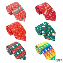 Мужские рождественские галстуки, новые милые галстуки с принтом рождественской елки для праздников и вечеринок