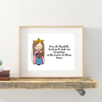 

Catholic Quote ST Elizabeth Hungary Canvas Poster Baptism Gift Wall Art Print Saint Nursery Decorative Painting Kids Room Decor