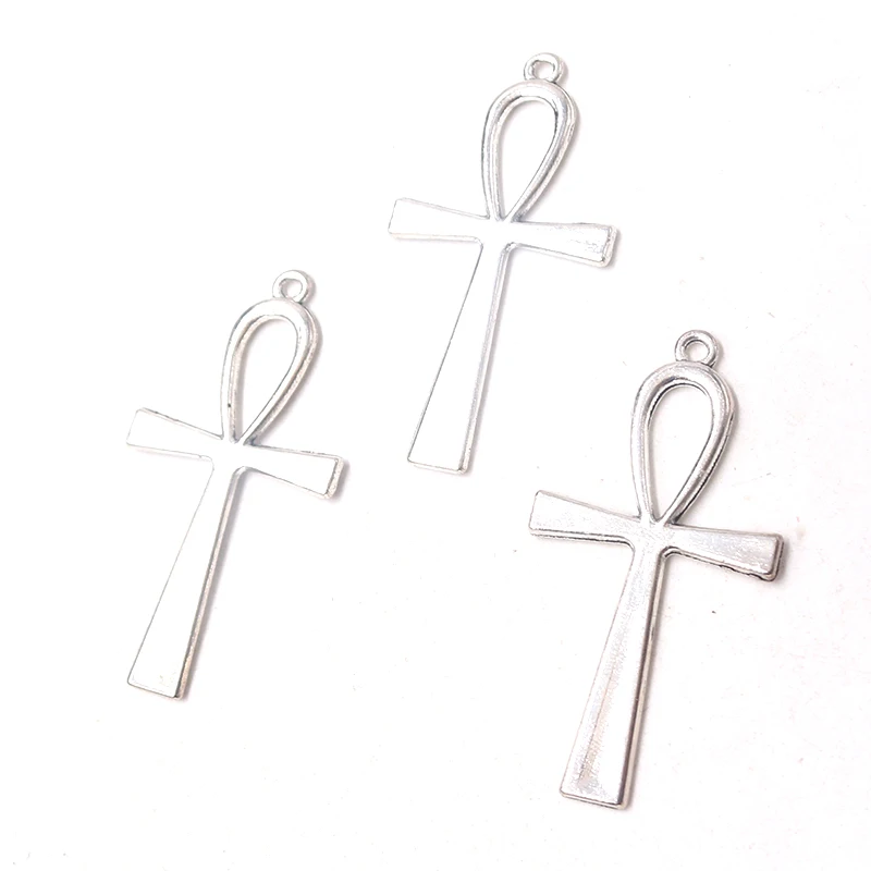 

6pcs/lot Silver Plated Cross Charm Metal Pendants DIY Necklaces Bracelets Jewelry Handicraft Accessories 55*28mm P691