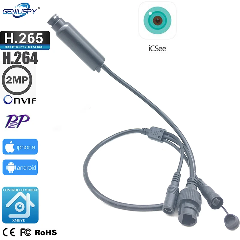 Мини камера видеонаблюдения XMEYE 1080P сетевая IP Onvif P2P веб Микро мини цилиндрическая