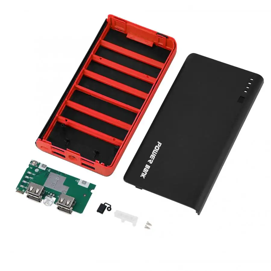 (No Battery) 20000mAh Ultra-Large Capacity Power Bank DIY Kit 4 USB Fast Charging 18650 Battery Case with Flashlight | Мобильные