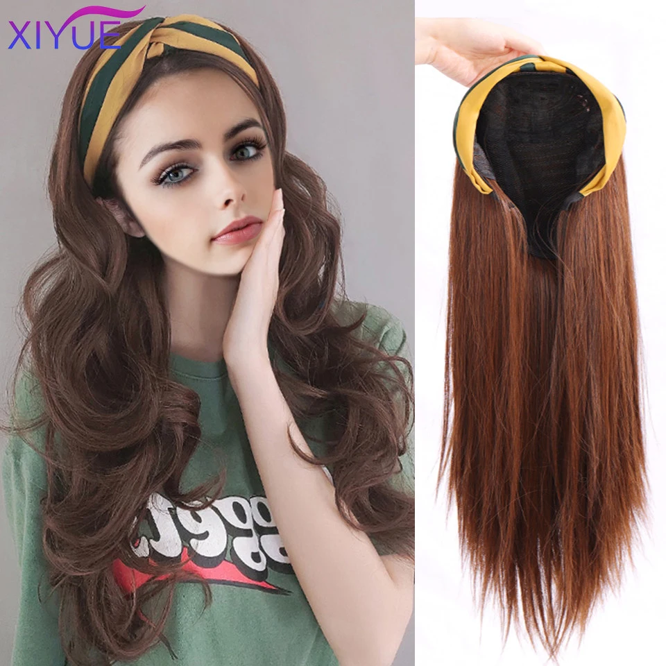 XIYUE-Longo Lolita Sintético Metade Headband Peruca, Faixa de Cabelo, Clip  na Extensão do Cabelo, Liso e Encaracolado, Hairpie Sem Costura, Bonito -  AliExpress