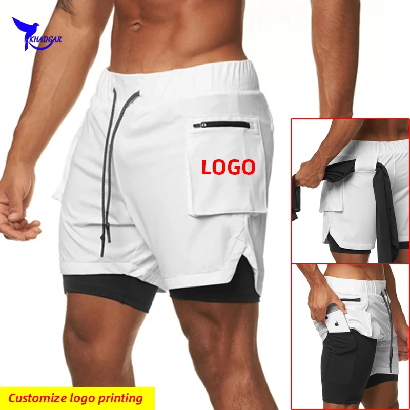 2020 Quick Dry Double Layer Running Shorts Men 2 In 1 Sportswear Short