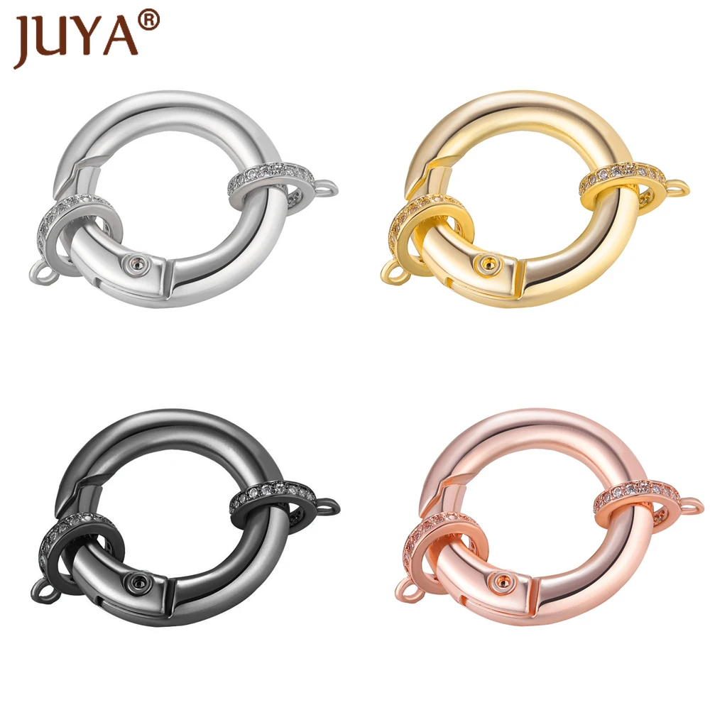 Diy multifunction cobre redondo conector com zircônia interruptor fechos artesanal jóias acessórios para mulheres colar suprimentos