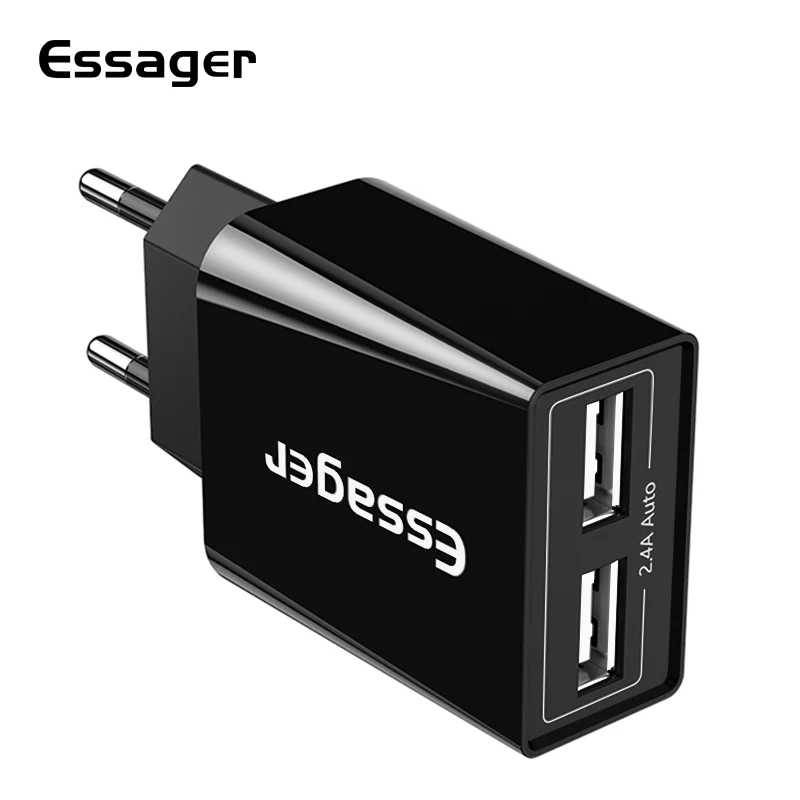 Essager Dual USB зарядное устройство 2.4A Быстрая зарядка дорожное настенное зарядное устройство для iPhone samsung S10 Xiaomi 9 EU адаптер зарядное устройство для мобильного телефона