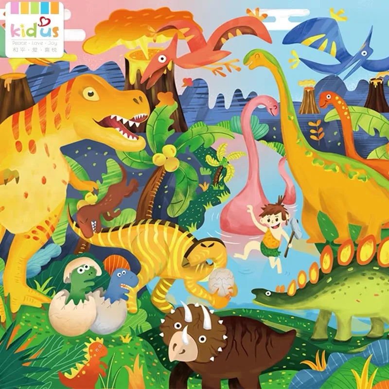

Children Dinosaur Large Jigsaw Puzzle 100 Pieces 4-6-8-Year-Old Women's Boys Educational Force Toy Wood Flat Jigsaw Puzzle