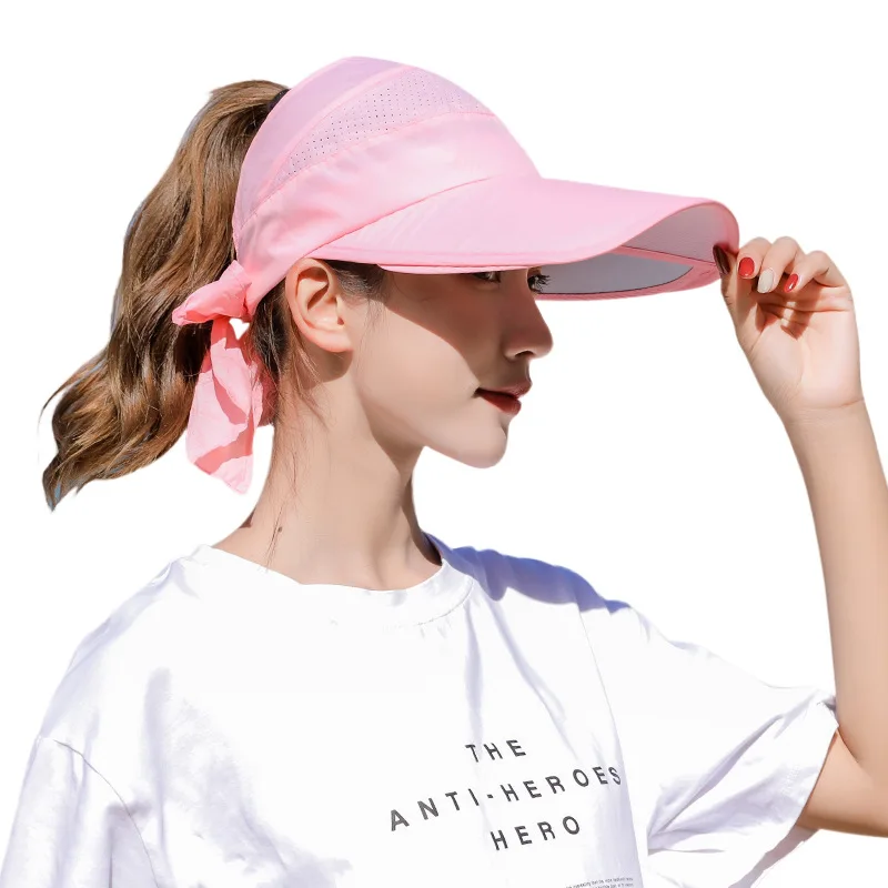Summer Sun Hat Visor Caps Female Scalable Brim Empty Top Baseball Cap UV Protection Beach Sun Visor Hats For Women sun hats,ladies baseball caps,visor hat