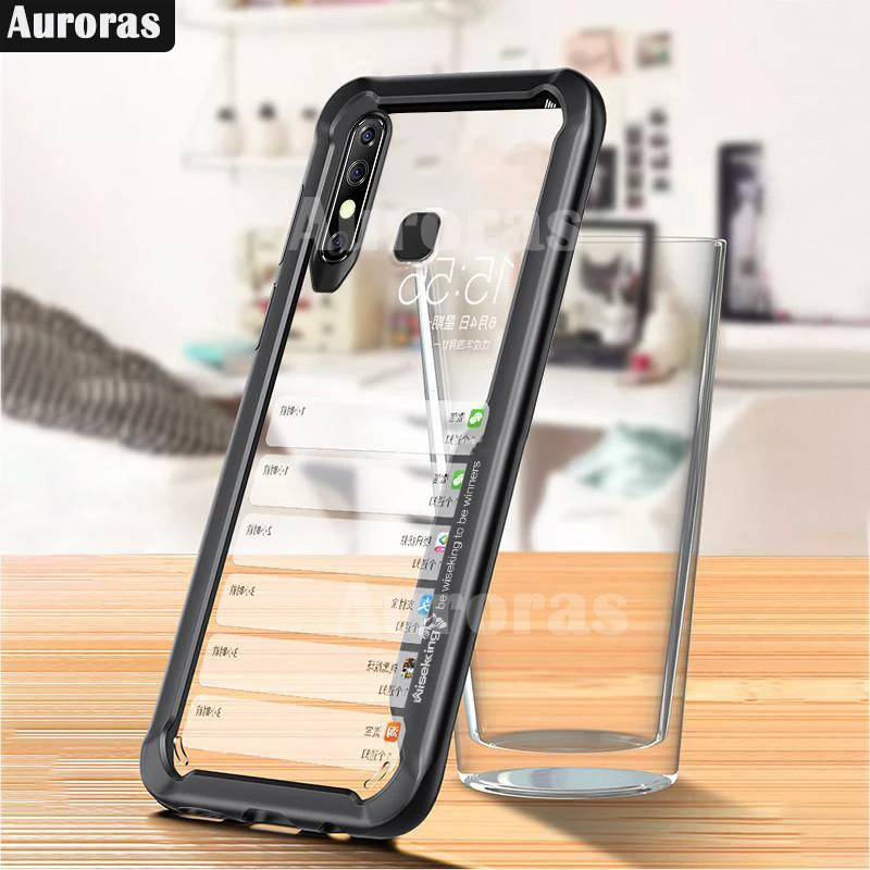 Black Auroras для Infinix Hot 8 чехол официальный противоударный прозрачный с мягкой рамкой чехол для infinix hot8 анти-осень чехол с "воздушной подушкой" - Цвет: Black