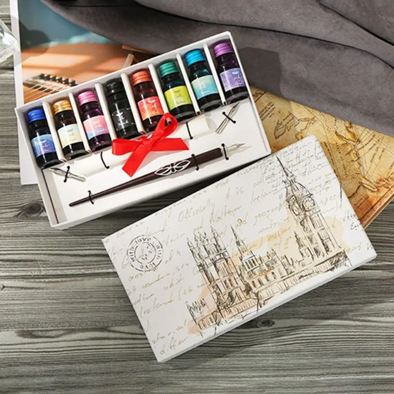 1 Набор деревянных Caligraphy Dip Ручка крюк линия подписи перьевые ручки с чернилами офисы школьные канцелярские принадлежности подарок