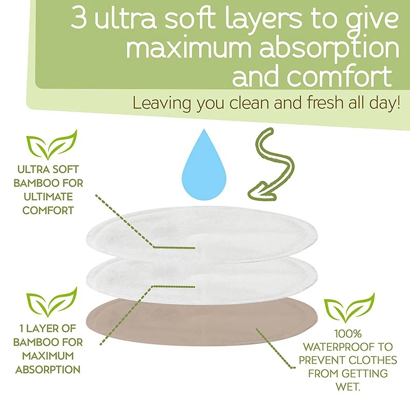 Органические бамбуковые прокладки для грудного вскармливания 14x Моющиеся
