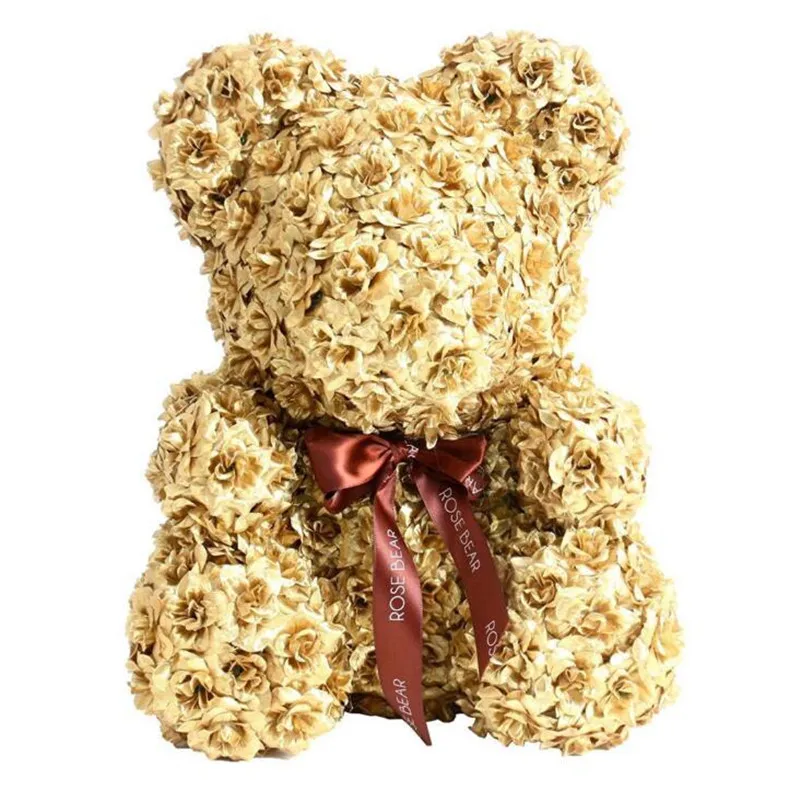 20cm Gold Золотая Серебряная роза цветок медведь Искусственные цветы собака кролик пена роза цветок рождественские подарки для женщин подарок на день Святого Валентина - Цвет: 20cm Gold