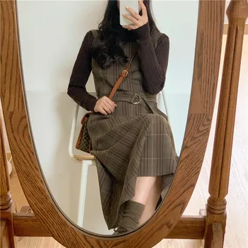 

new S XL knitting sweater Spring femme Boho Sleeveless suits Women Dresses Female Dress Vintage suits braces Robe Femme Vestido