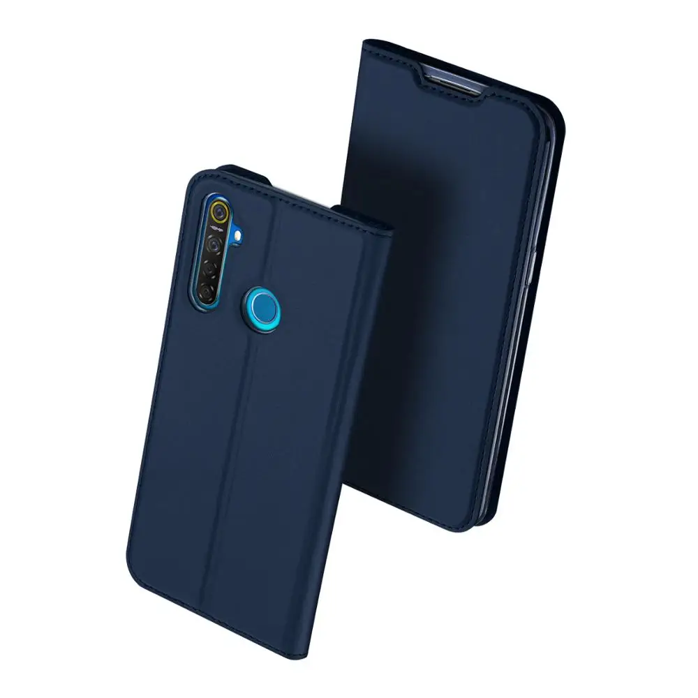 Чехол-книжка для OPPO Realme 5 Pro 5Pro, кожаный чехол-книжка для OPPO Realme Q, Магнитный флип-чехол для телефона 6,3 дюйма - Цвет: Темно-синий