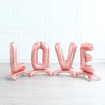 

New 1Set 30inch Giant LOVE Rose gold Red Letter Standing Foil Balloons Valentines' Day Wedding Engagement Decoration Globos